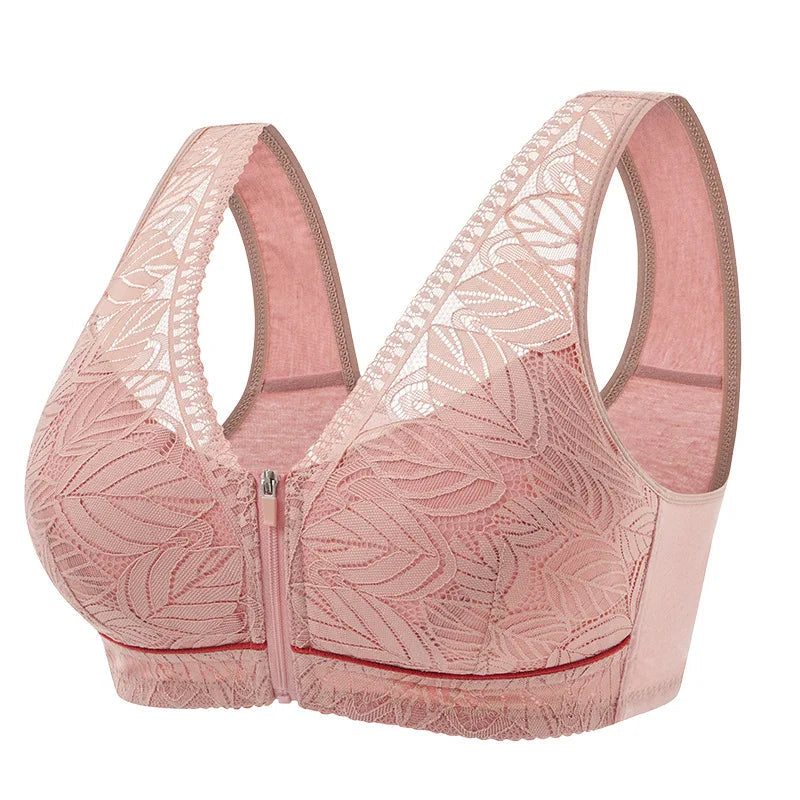 S-6XL Sports yoga bra cotton cups front zipper underwear breathable women no steel ring tank top lace large size bra Zen Fit Plus