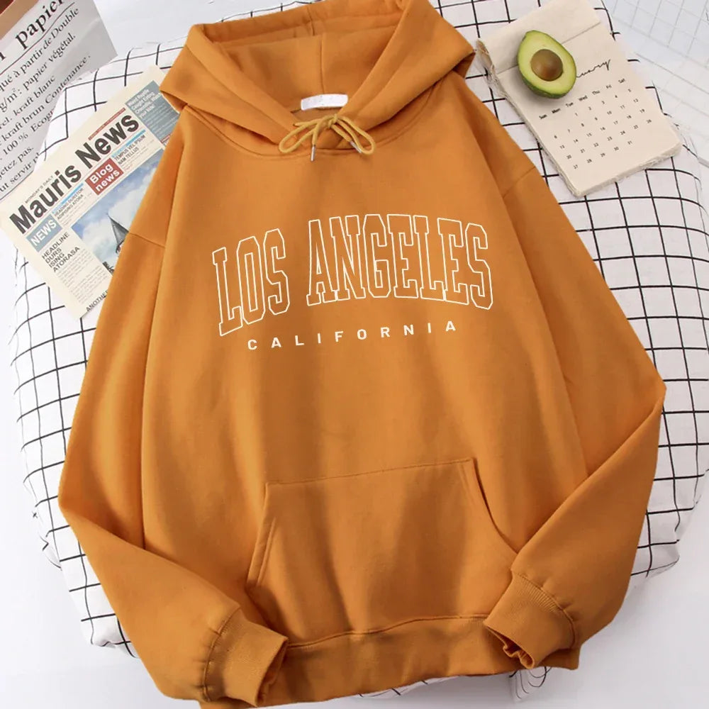 Los Angeles Art Letter Design Women Hoodies American Style Casual Hoody Autumn Hip Hop Female Hoodie Casual Fleece Clothing - Zen Fit Plus