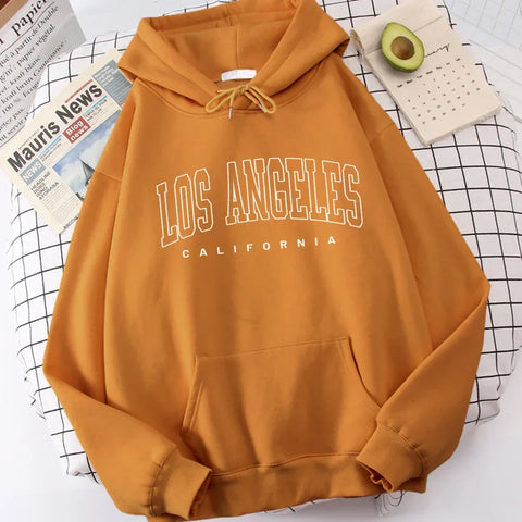Los Angeles Art Letter Design Women Hoodies American Style Casual Hoody Autumn Hip Hop Female Hoodie Casual Fleece Clothing - Zen Fit Plus