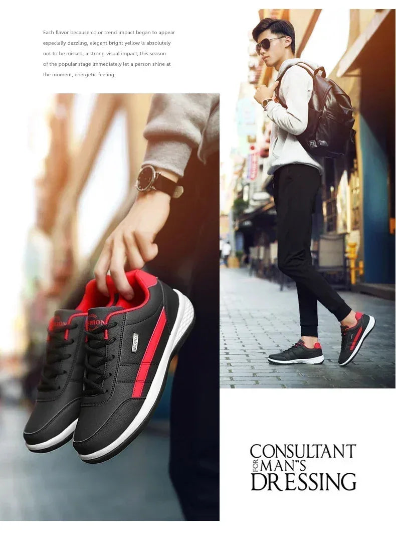 Shoes for Lace Up Footwear Vulcanized Men Leather Sneaker Waterproof Casual Comfortable Men's Sneaker Man Shoe Masculino - Zen Fit Plus