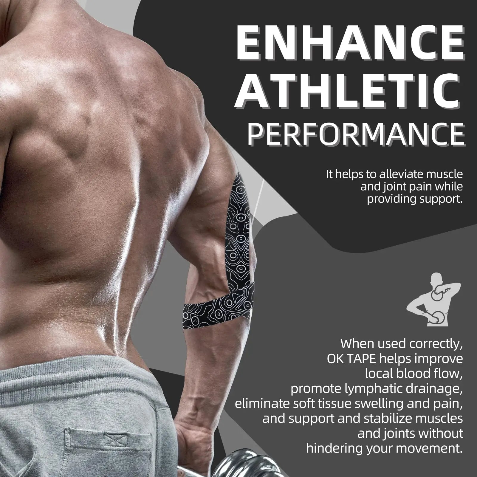 OK TAPE PRO 31.5Mx5CM Bulk Kinesiology Tape 31.5M, Original Elastic Latex Free Kinesiology Therapeutic Tape, Gym Relief Pain Zen fit plus