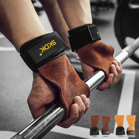 Gym Grips For Men Women Cowhide Palm Guards Weightlifting Fitness Workout Gloves Grips with Wrist Wraps Training Equipment Zen Fit Plus