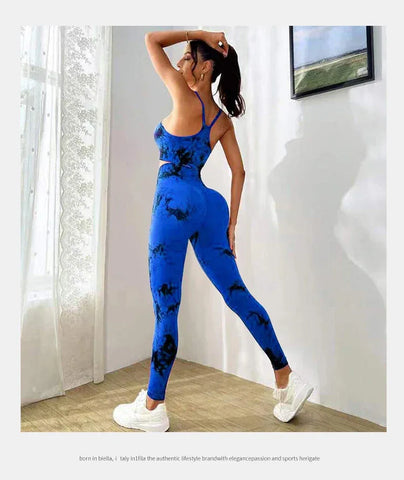 Tie Dye Yoga Women's Tracksuit Fitness Yoga Sets Sportswear Workout Bra+High Waist Leggings Gym Clothing Seamless Sports Suits - Zen Fit Plus