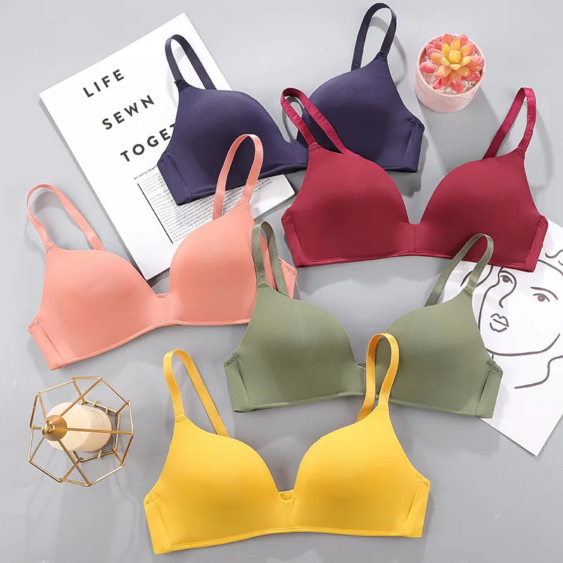 Women Seamless Bra Sexy No Wire Push Up Underwear Girls Students Breathable Thin 10 Colors Bras Female's Bra Breathable Gathered Zen fit plus