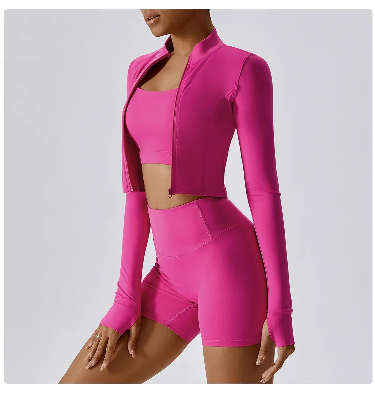 Hearuisavy Autumn Elasticity Yoga Jacket Outdoor Running Sports Jacket Female Gym Zipper Tight Fitting Jacket Women Sportswear - Zen Fit Plus