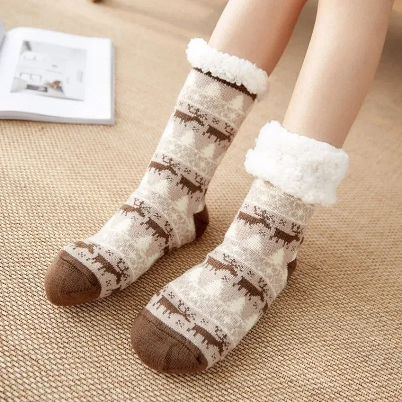 Winter Warm Socks Women penguin Plush Soft Female Non Grip Floor Slippers Short Sock Fuzzy Fluffy Deer Elk Bear Christmas Gift - Zen Fit Plus