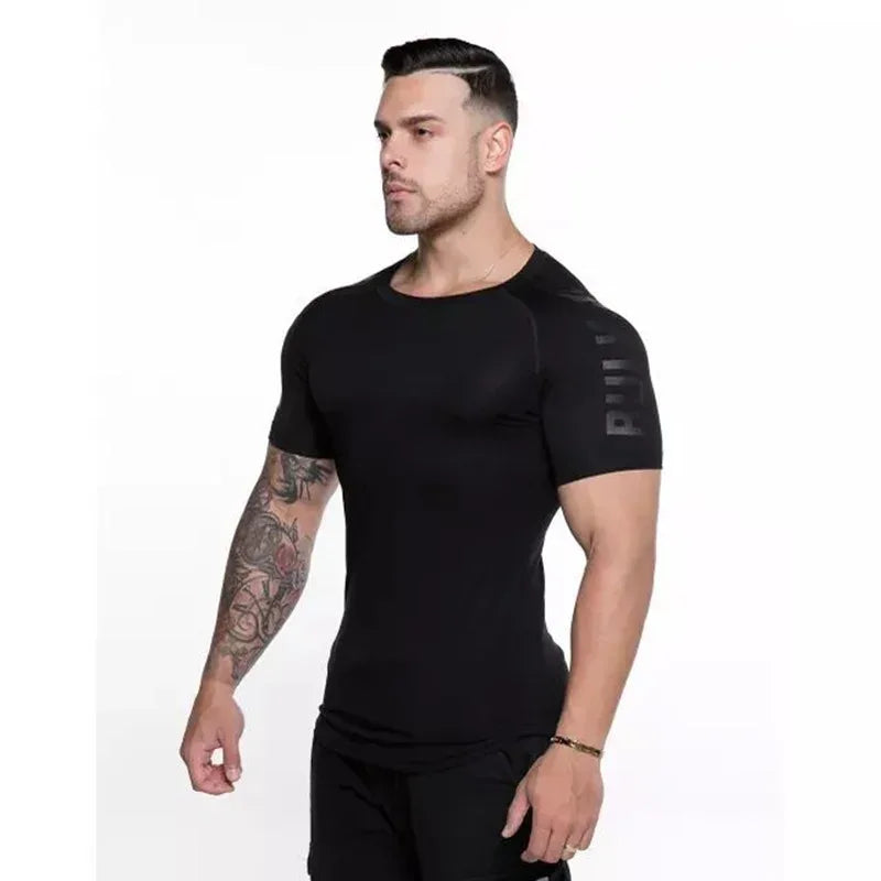 2024 Men Running Sports T-shirt Training Quick Dry Tight Short Sleeves Shirt Bodybuilding compress Fitness Tee Tops men Clothing - Zen Fit Plus
