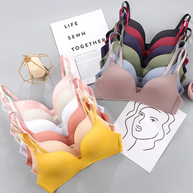Women Seamless Bra Sexy No Wire Push Up Underwear Girls Students Breathable Thin 10 Colors Bras Female's Bra Breathable Gathered Zen fit plus
