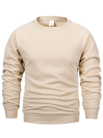Men's Crew Neck Sweatshirts Solid Color Sweatwear Spring Outdoor Casual Daily Long Sleeve Pullover Hoodie Man Sportswear Zen Fit Plus