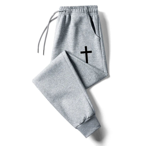 Cross Print Sweatpants for Men Christian Athletic Running Joggers Trackpants Autumn Winter Warm Cozy Fleece Lined Pants Trousers Zen fit plus