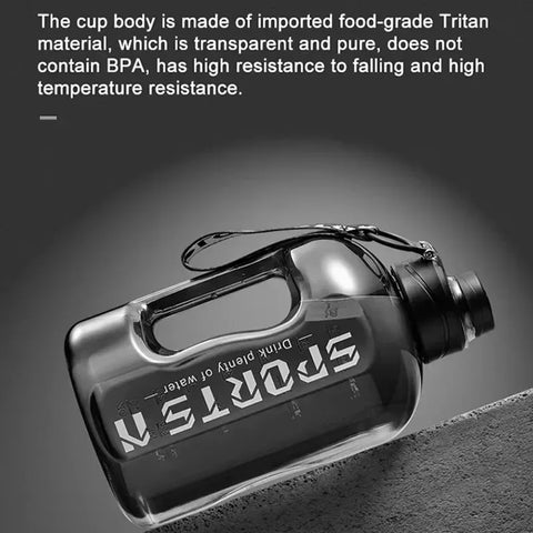 1.7/2.7L Large Capacity Sports Water Bottle Plastic Drinking Bottles with Time Scale Outdoor Camping Hiking Gym Men Water Kettle - Zen Fit Plus