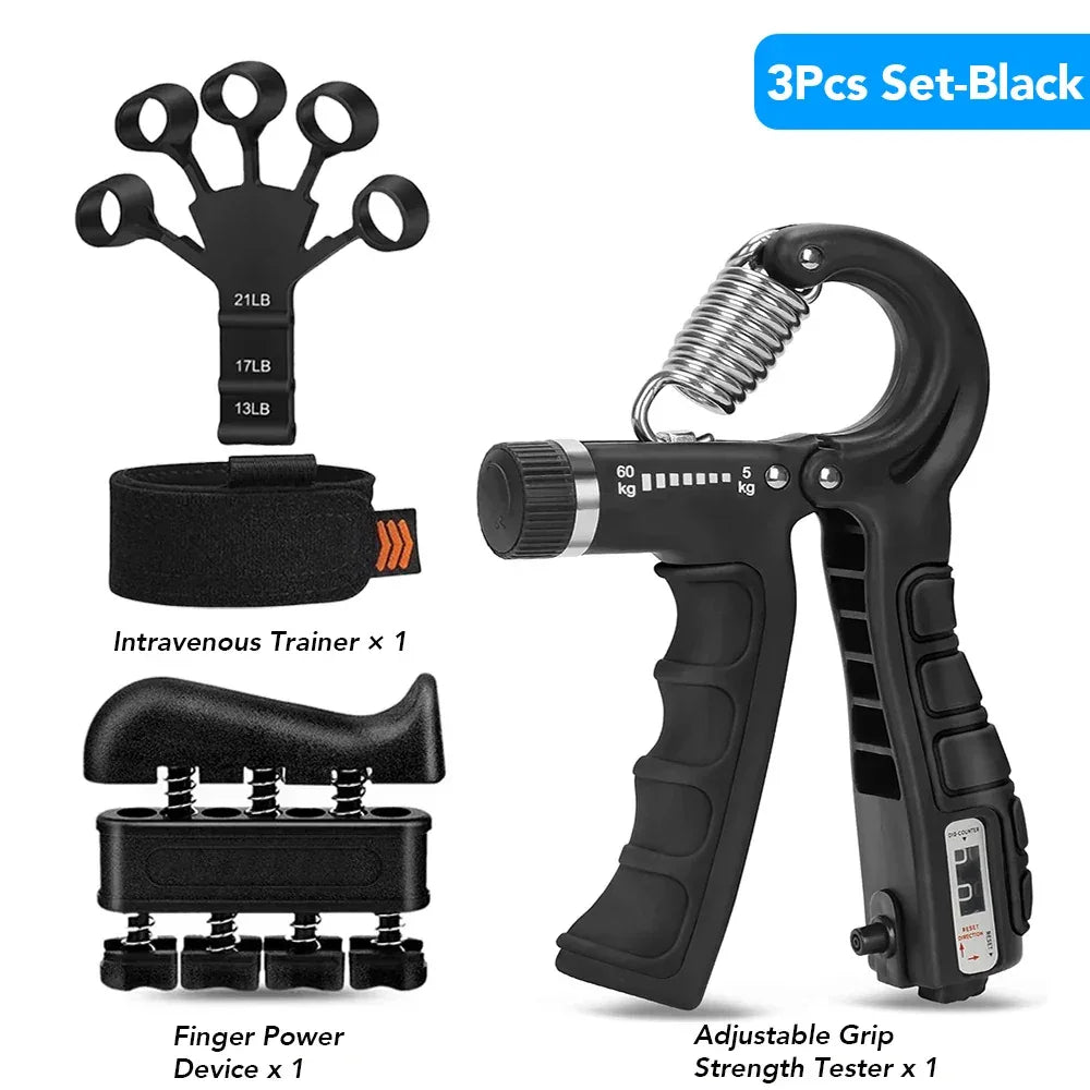 5-60Kg Adjustable Grip Strength Trainer with Finger Exerciser Hand Grip Strengthener for Muscle Building and Injury Recover - Zen Fit Plus