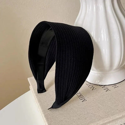 New Soft Wide Knitting Cotton Hairbands for Women Girls Korean Neutral Solid Turban with Teeth Head Band Headwear Accessories Zen Fit Plus