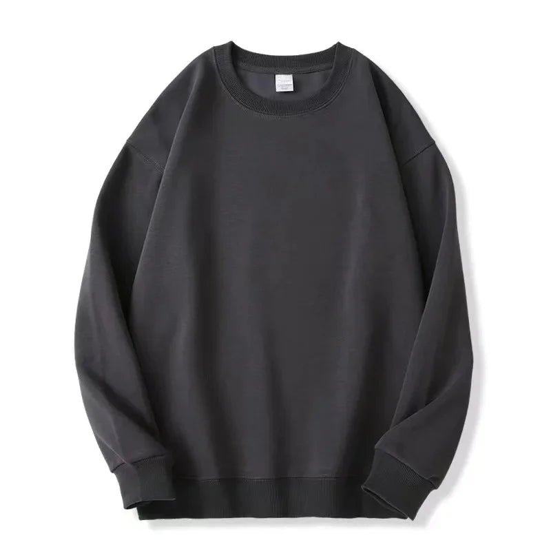 Thickened Fleece Cotton Hoodie Unisex Oversized round Neck Solid Color Couple's Sweatshirt Versatile Autumn Winter New Arrival Zen Fit Plus