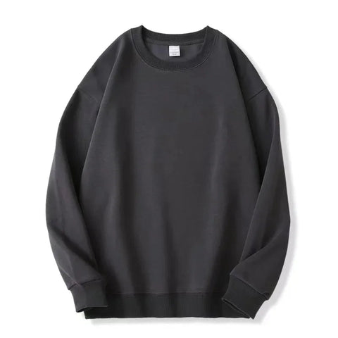 Thickened Fleece Cotton Hoodie Unisex Oversized round Neck Solid Color Couple's Sweatshirt Versatile Autumn Winter New Arrival Zen Fit Plus