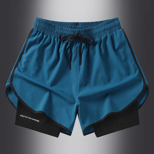 Fake two pieces of summer sports shorts, men's and women's quick drying three point running training itness lining American b Zen fit plus