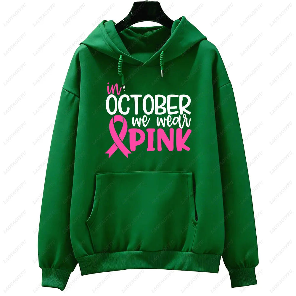 In October We Wear Pink Sweatshirt I'm A Survivor Clothing Team Cancer Motivational Long Sleeve Cancer Awareness Women Shirt Zen Fit Plus