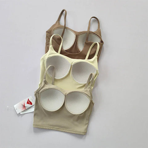 Small Sling Vest Integrated Fixed Gathering Sports Underwear Women's Bra Beauty Back Training Fitness Bra Summer Clothing Suit - Zen Fit Plus