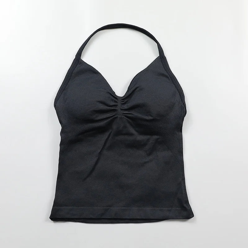 Impact Longline Strappy Top Women Seamless Yoga Tank Tops Ruched Backless Gym Clothes Workout Sleeveless Shirts With Buit In Bra Zen fit plus