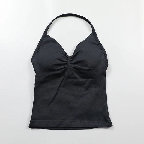 Impact Longline Strappy Top Women Seamless Yoga Tank Tops Ruched Backless Gym Clothes Workout Sleeveless Shirts With Buit In Bra Zen fit plus