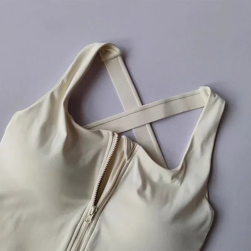 Women Fitness Underwear Yoga Bras cross Back Beauty Sports Bras Front Zippe Top Bra Sexy Breathable Underwear For Women Gym Top - Zen Fit Plus