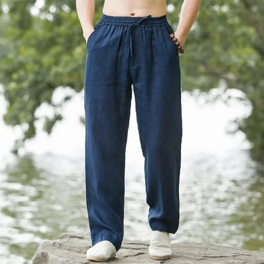 Men's Beach Pants Joggers  Streetwear Cotton Linen Sweatpants Casual Pants Hawaiian Vacation Loose Summer Long Zen fit plus