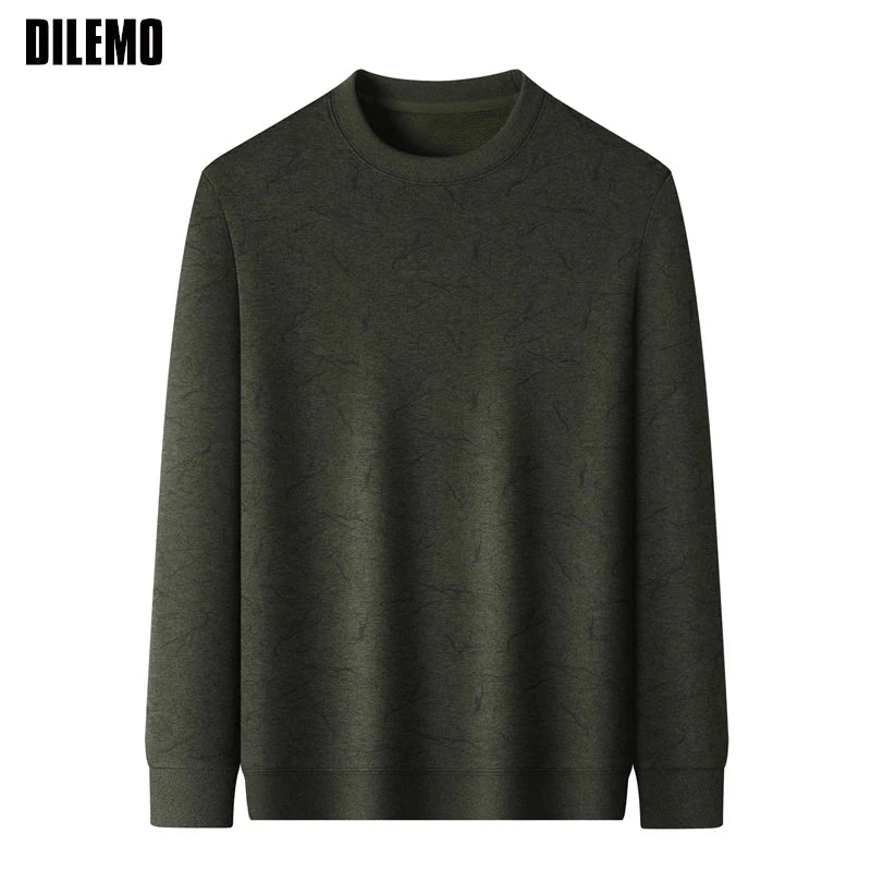Top Grade Wool+Mulberry Silk New Brand Casual Fashion Street Crewneck Pullover Velvet Hoodies Sweatshirts Men's Clothing Zen Fit Plus