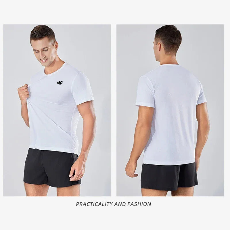 Men's Summer Exercise Trainning T-shirt High Quality Breathable Quick Dry Short Sleeved Top Marathon Gym Fitness Basketball Tees - Zen Fit Plus