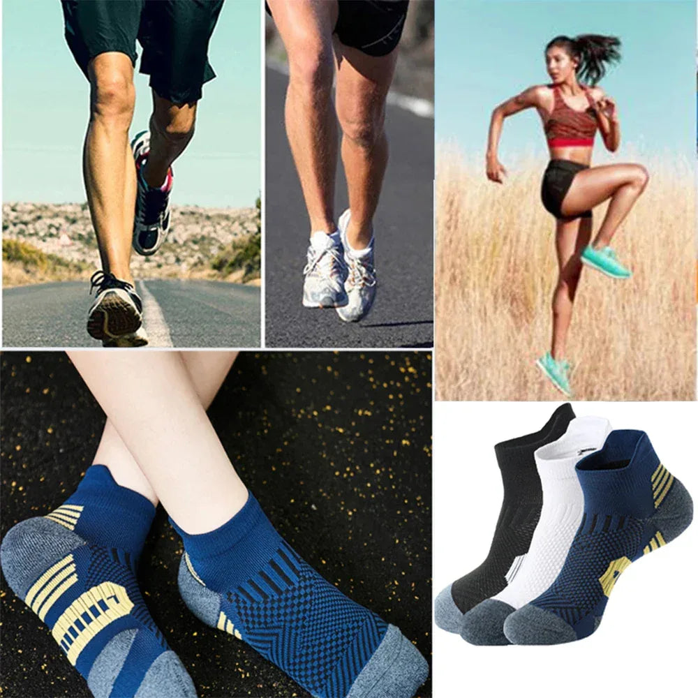 3Pair Professional Fitness Sports Socks Towel Bottom Non-Slip Running Socks Men Women Short Quick-Drying Basketball Training Sox - Zen Fit Plus