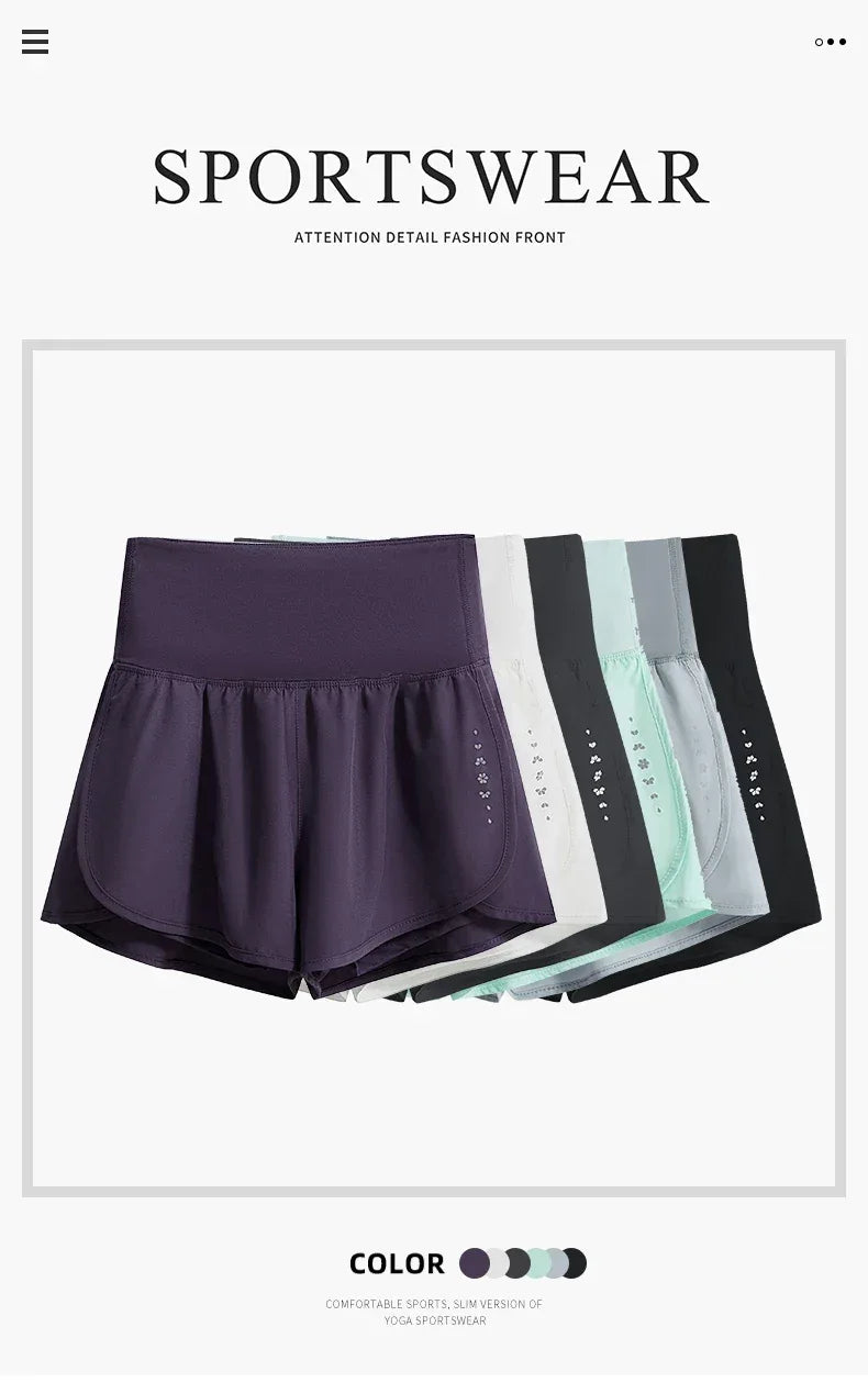 DRUR Running Short Women Gym Shorts 2 in 1Elastic Waist Shorts With Pocket Female Tennis Sportswear Fitness Clothes Jogger Pant - Zen Fit Plus