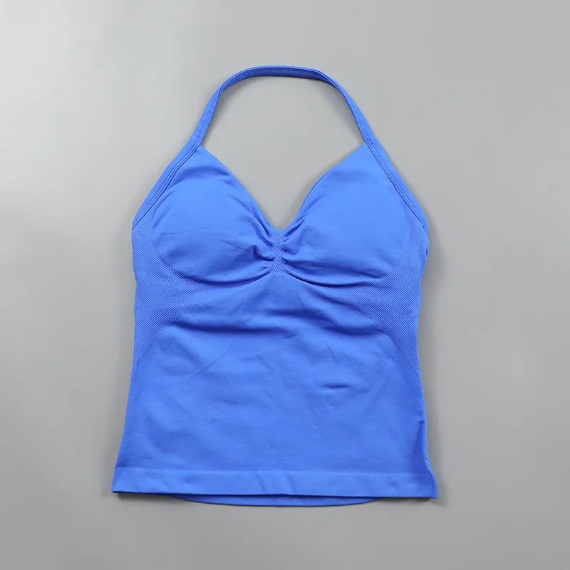 Impact Longline Strappy Top Women Seamless Yoga Tank Tops Ruched Backless Gym Clothes Workout Sleeveless Shirts With Buit In Bra Zen fit plus