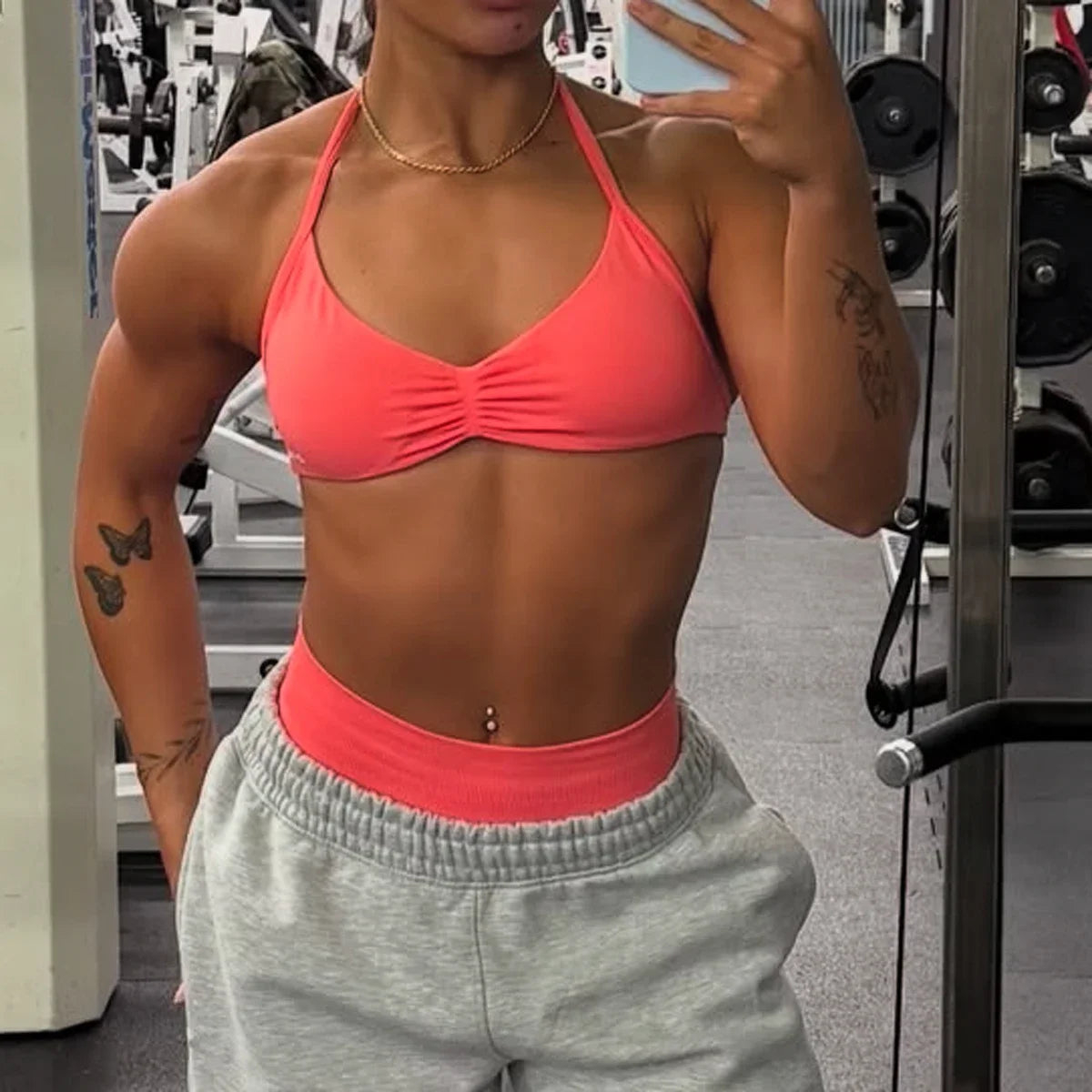 Impact Strappy Bra for Women Open Back Halter Sports Bra Light Support Gym Crop Top Seamless Workout Yoga Top Bra Padded Bras Zen fit plus