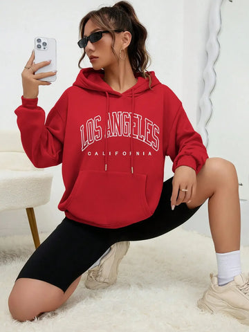 Los Angeles Art Letter Design Women Hoodies American Style Casual Hoody Autumn Hip Hop Female Hoodie Casual Fleece Clothing - Zen Fit Plus