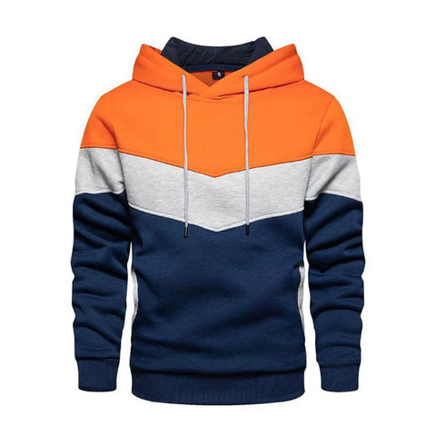 Men's Patchwork Hoodie Outdoor Casual Sportswear Street Fashion Men's Fleece Thermal Hooded Sweatshirt Fall Winter Black Zen fit plus
