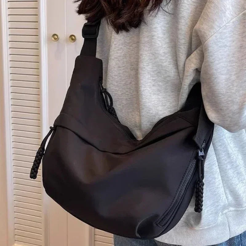 2024 Fashion High Capacity Solid Color Single Shoulder Totes Bag Nylon Hobos Crossbody Bags Solid Casual Zipper Women's Bags Zen fit plus