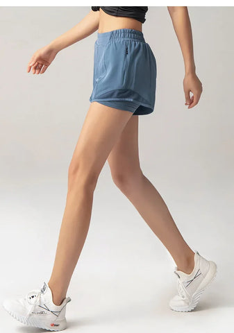 2024 Sport Shorts Women Sportswear Double-deck Running Shorts Yoga Bottoms Summer Gym Fitness Training Jogging Short Pants - Zen Fit Plus