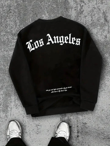 The new men's round-neck hoodie for Spring and Autumn 2025 features street fashion and soft 3D letter pattern printing Zen Fit Plus