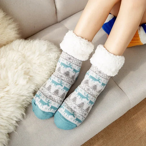 Winter Warm Socks Women penguin Plush Soft Female Non Grip Floor Slippers Short Sock Fuzzy Fluffy Deer Elk Bear Christmas Gift - Zen Fit Plus