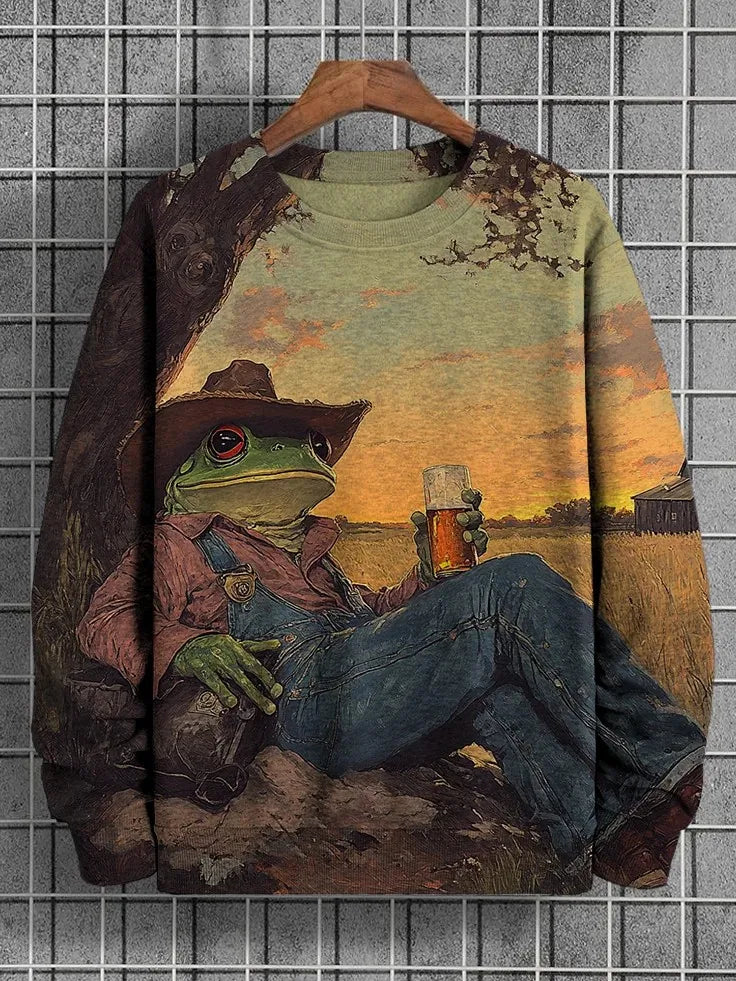 2025 Men's Animal Sweatshirts Long Sleeve Sweatshirt Crew Neck Fashion 3D Printed Japanese Art Prints Casual Sweatshirts Zen Fit Plus