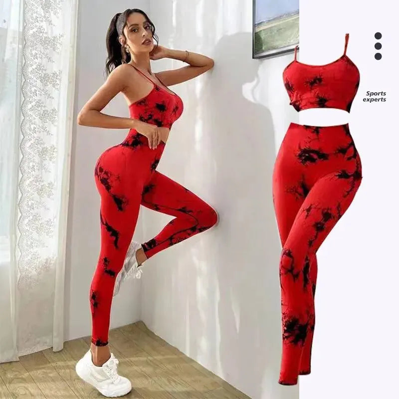 Tie Dye Yoga Women's Tracksuit Fitness Yoga Sets Sportswear Workout Bra+High Waist Leggings Gym Clothing Seamless Sports Suits Zen fit plus