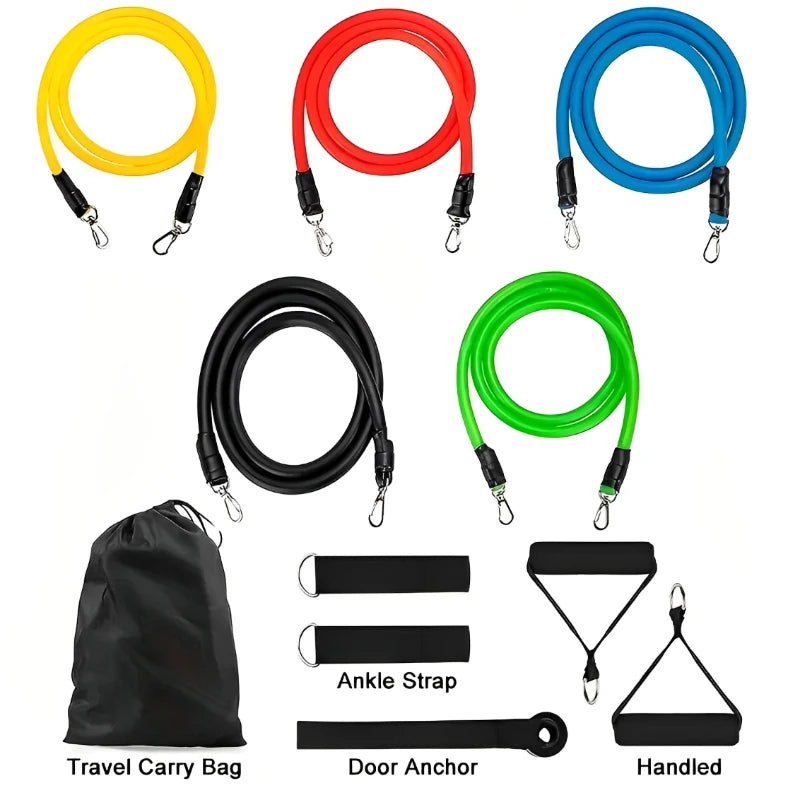 11pcs/Set Pull Rope Resistance Bands Portable Fitness Equipment Ankle Strap Chest Expander Elastic Exercise Band Zen fit plus