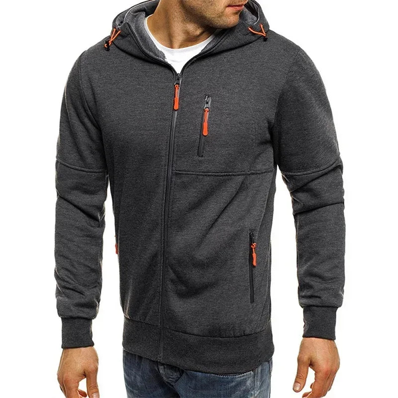 Men's Hoodies Long Sleeve Sweatshirt Zipper Design Hooded Sweatshirt for Men Clothing Sportswear Slim Fit Casual Jacket - Zen Fit Plus