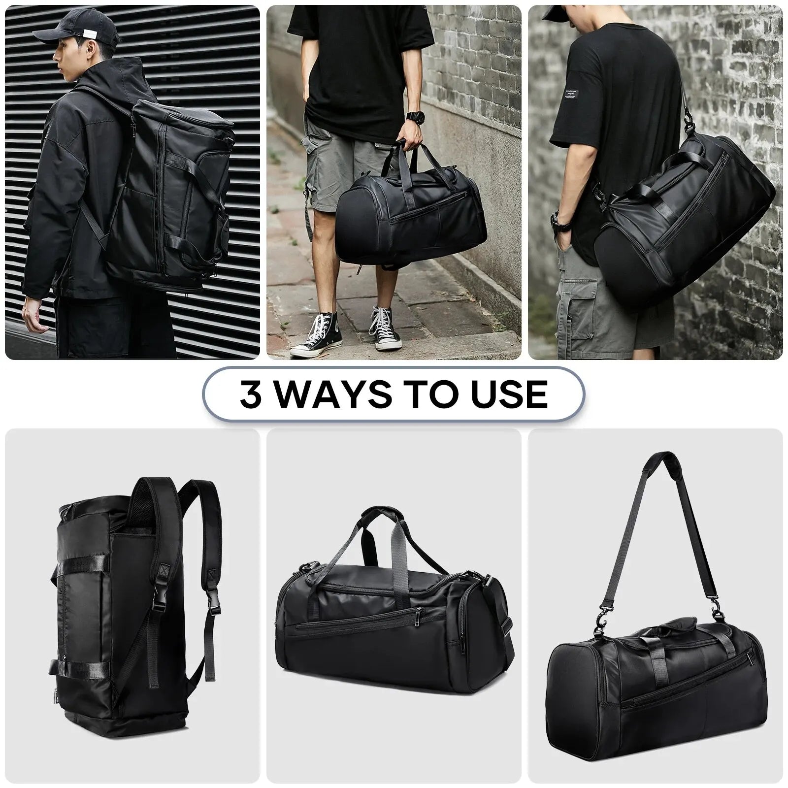 Likros Sports Gym Bag Travel Duffel Bag with Shoes Compartment for Men Women 40L Lightweight Foldable Duffel Bag Workout Bag Zen fit plus
