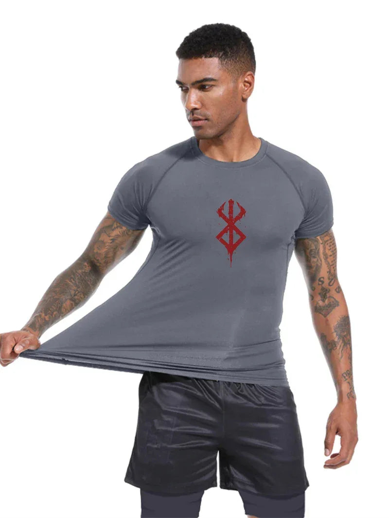 Men's Print Compression Shirts Summer Short Sleeve Rash Guard Gym Workout T-shirt Athletic Quick Dry Baselayer Undershirts Tops - Zen Fit Plus