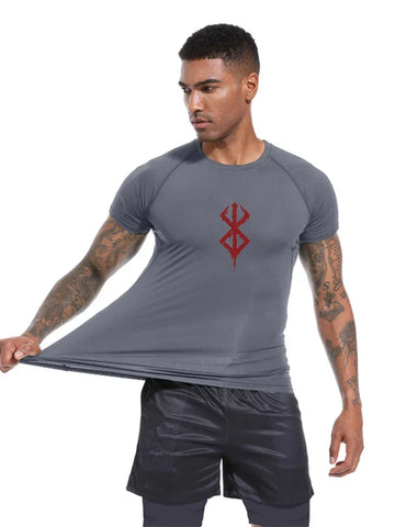 Men's Print Compression Shirts Summer Short Sleeve Rash Guard Gym Workout T-shirt Athletic Quick Dry Baselayer Undershirts Tops - Zen Fit Plus