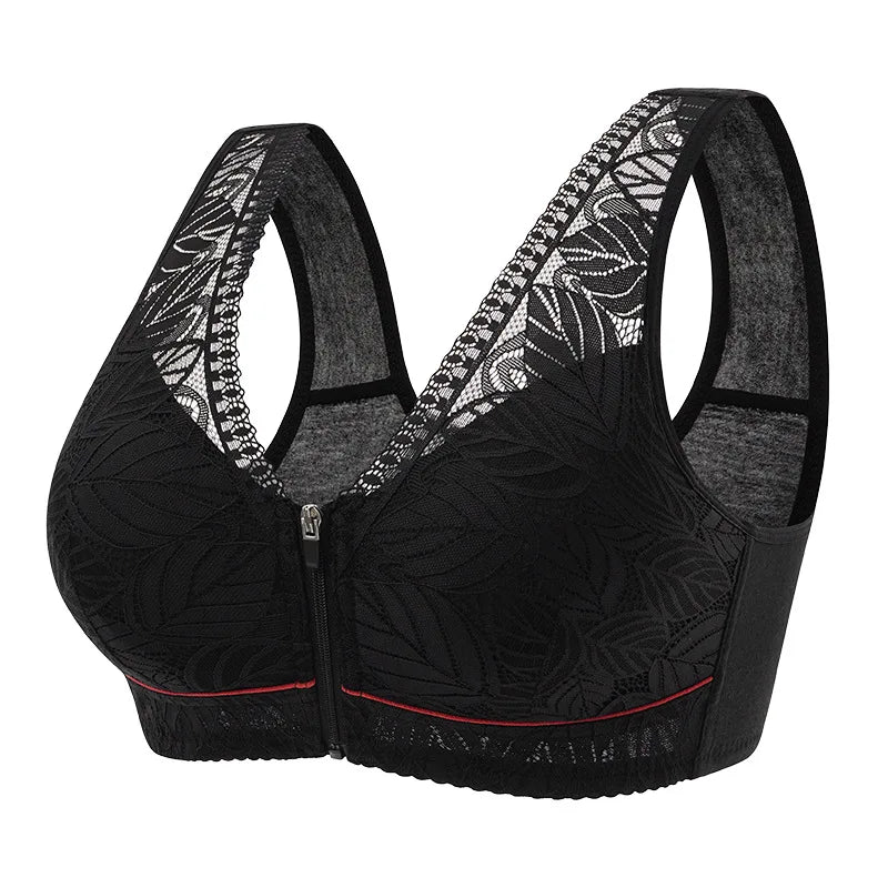 S-6XL Sports yoga bra cotton cups front zipper underwear breathable women no steel ring tank top lace large size bra Zen Fit Plus