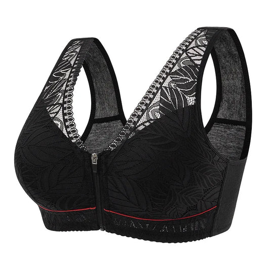 S-6XL Sports yoga bra cotton cups front zipper underwear breathable women no steel ring tank top lace large size bra Zen Fit Plus