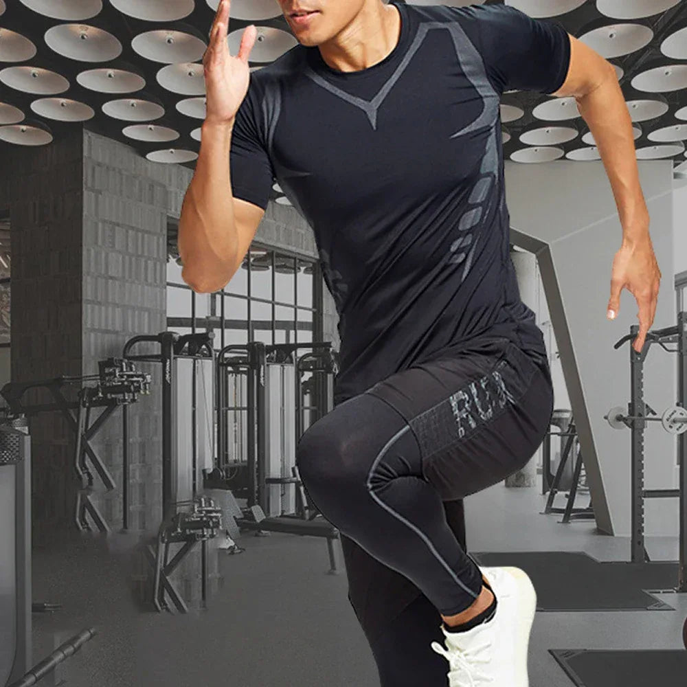 Men's Running Compression Shirts Short Sleeve Sport Gym Tees Fitness Quick Dry Sweatshirt Jogging Tracksuit Athletic Shirt Tops - Zen Fit Plus