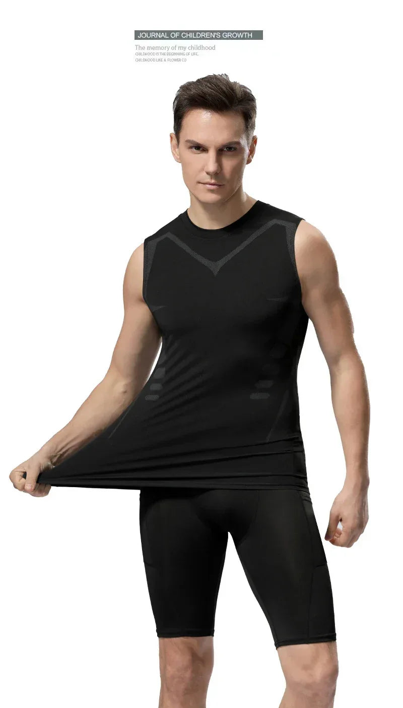 Compression Tank Top Men Gym Shirt Sleeveless Quick Dry Printing Sportswear Male Fitness Bodybuilding Vest Workout Muscle Top - Zen Fit Plus