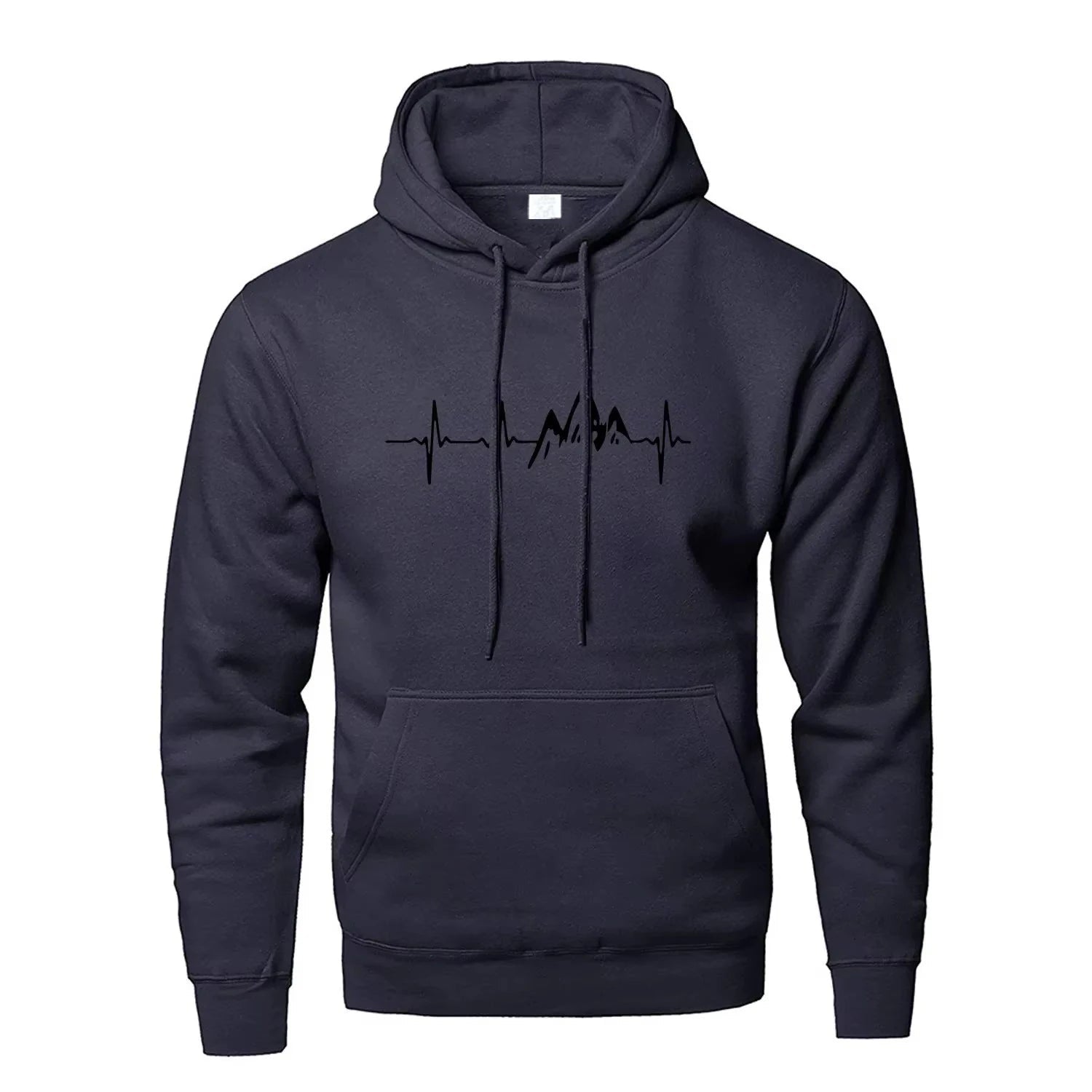 Mountain Heartbeat Hoodies for Man Sweatshirt Autumn Long Sleeve Hooded Sweatshirt Hoodie Black Gray Sportswear Zen fit plus